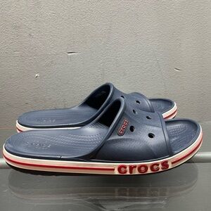 CROCS Navy and Red Slide Sandals